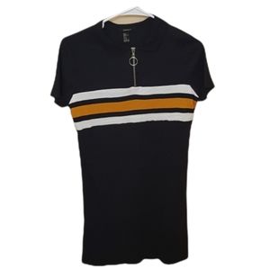 FOREVER 21 Black and Yellow Mini Dress with short sleeves